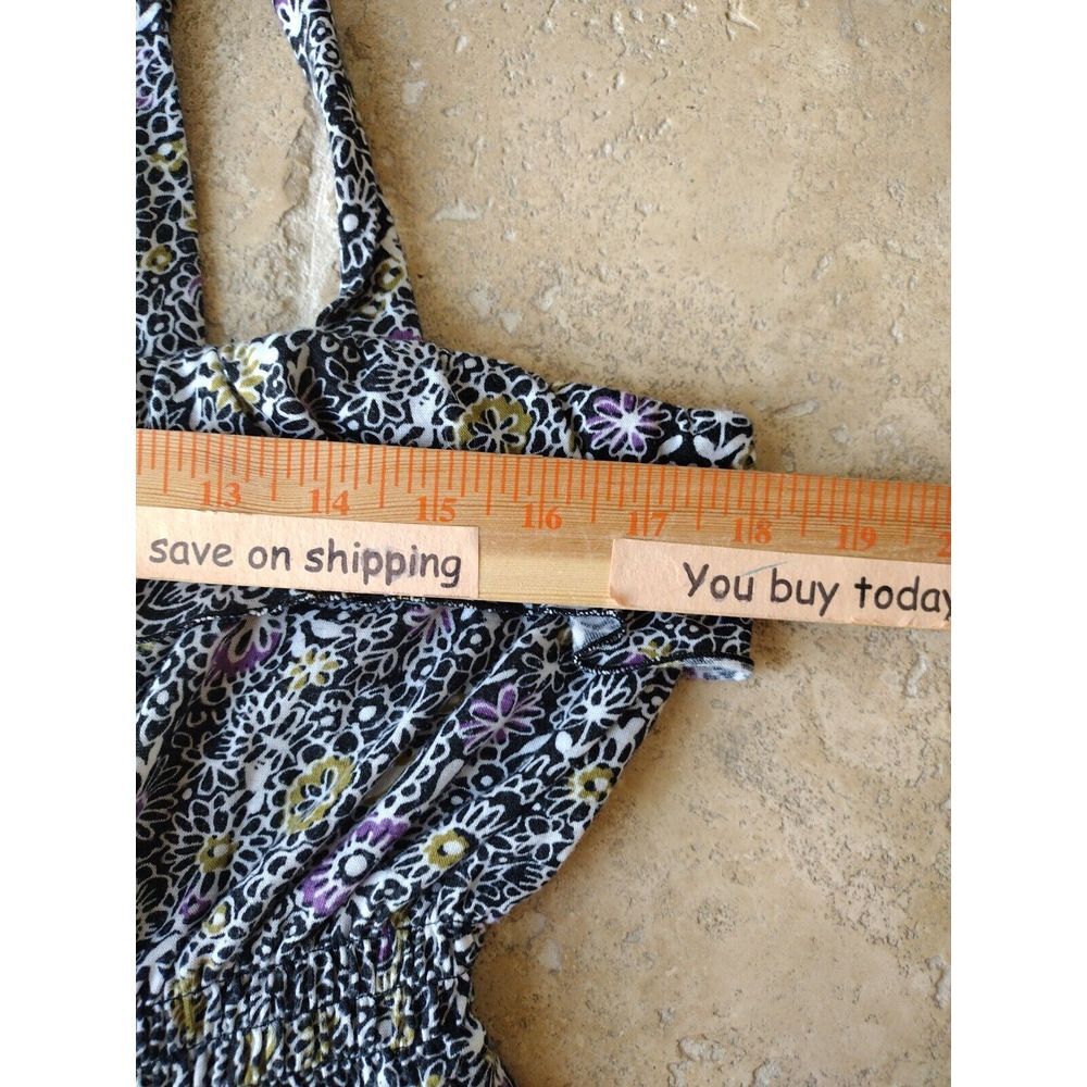 Xhilaration Sun Dress Women's XL‎ Black White Floral Midi Knit Straps Sleeveless - Picture 4 of 9